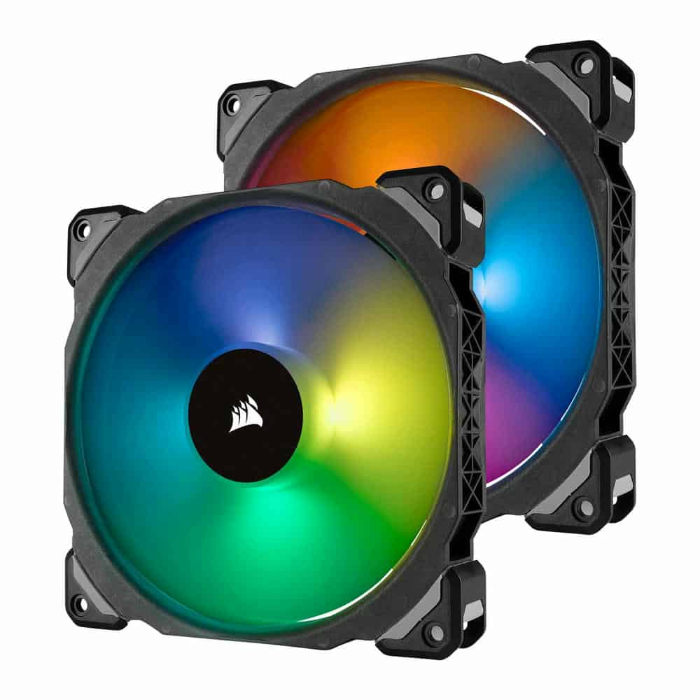 2x Corsair ML140 PRO RGB 140mm 2 Fan Kit with Lighting Node PRO Factory Refurbished